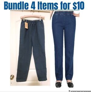 NWT Dark Blue Elastic Waist Pants Sz L